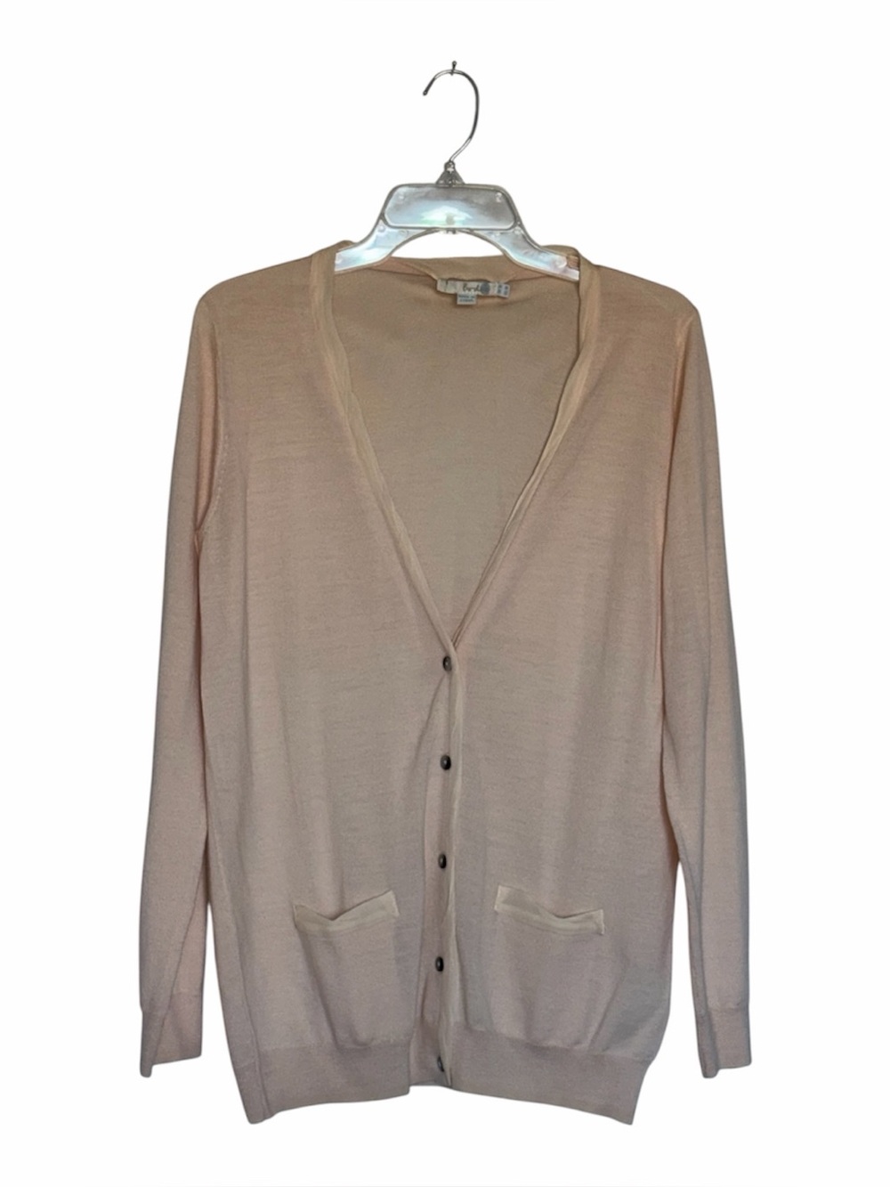 Boden Marianne Extra Fine Wool V-Neck Boyfriend Cardigan with Crepe Trim Size 10